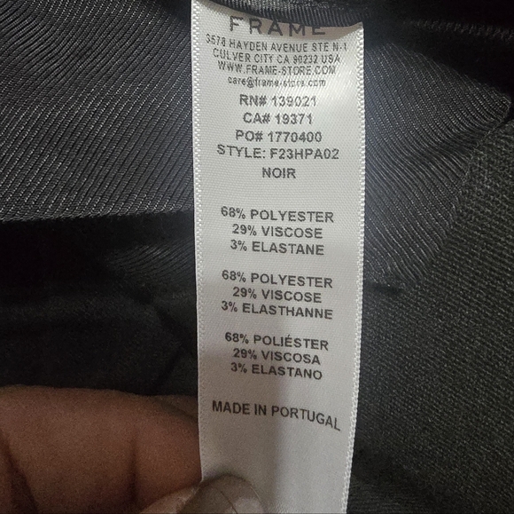 FRAME Wide Leg Zip Front Twill Trousers, Structured Black Dress Pants, Sz 10 - Picture 13 of 14